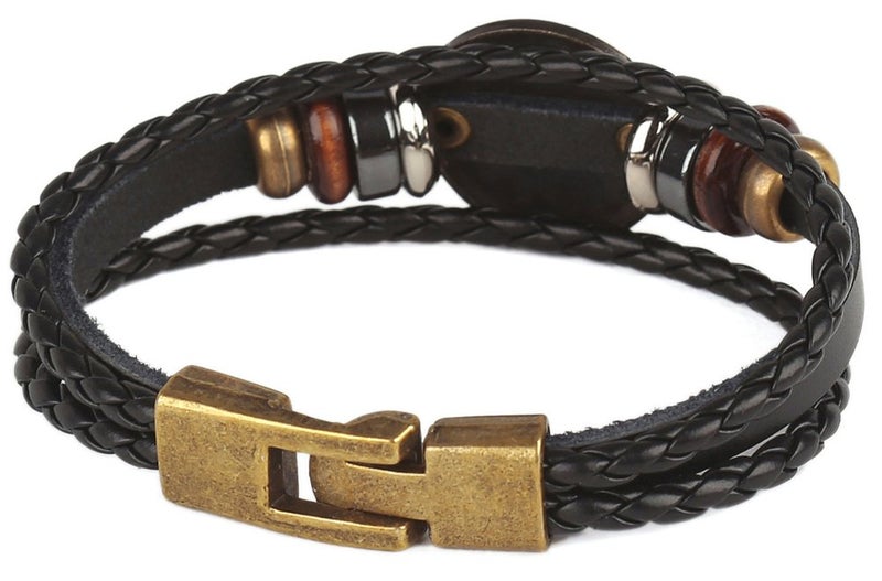 Hamoery Punk Alloy Leather Bracelet For Men Constellation Braided Rope Bracelet Bangle Wristband(Libra) - Image 2